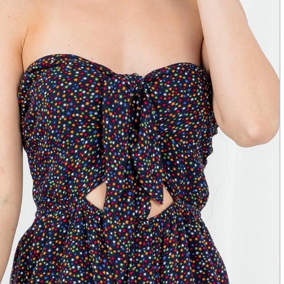 ILLA ILLA Strapless Starry Navy Blue Short Peek-A-Boo Dress - Picture 4 of 8